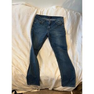 Cut & Sew Straight Leg Blue Jeans Mens 34x32